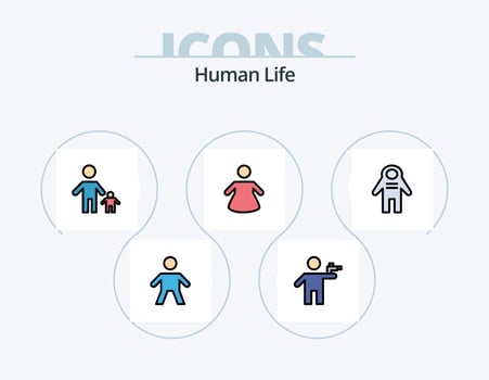 Human Line Filled Icon Pack 5 Icon Design. people. bed. human. worker. office vector