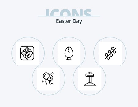 Easter Line Icon Pack 5 Icon Design. easter. hot. boiled egg. easter. tea vector