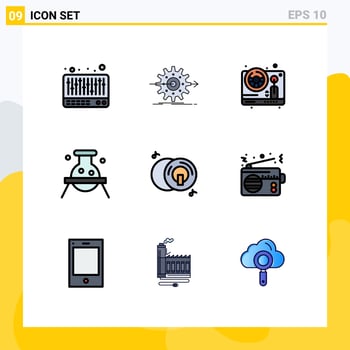 Filledline Flat Color Pack of 9 Universal Symbols of cd dangerous steering chemistry biochemistry Editable Vector Design Elements