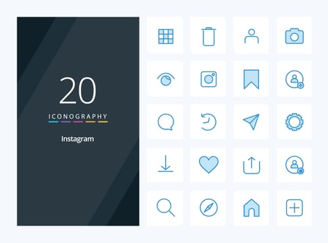 20 Instagram Blue Color icon for presentation vector