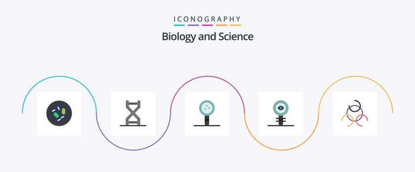 Biology Flat 5 Icon Pack Including chemistry. biology. dna structure. learning. knowledge vector