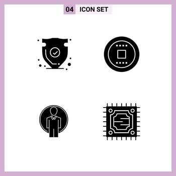 Universal Solid Glyph Signs Symbols of security user trust media login Editable Vector Design Elements