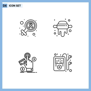 Stock Vector Icon Pack of 4 Line Signs and Symbols for female pay cancer day rolling web Editable Vector Design Elements
