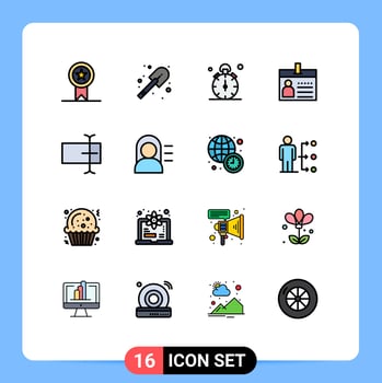 Stock Vector Icon Pack of 16 Line Signs and Symbols for cursor id stop document badge Editable Creative Vector Design Elements