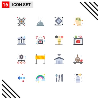 Set of 16 Commercial Flat Colors pack for bank city cluster intelligence artificial Editable Pack of Creative Vector Design Elements