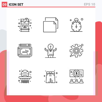 Outline Pack of 9 Universal Symbols of business tablet watch graphic time Editable Vector Design Elements