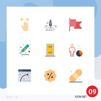 Mobile Interface Flat Color Set of 9 Pictograms of page desk shuttle cutter mark Editable Vector Design Elements