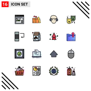 Set of 16 Commercial Flat Color Filled Lines pack for drama expression wedding face spring Editable Creative Vector Design Elements