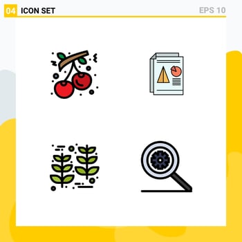 Stock Vector Icon Pack of 4 Line Signs and Symbols for berry business holiday presentation harvest Editable Vector Design Elements
