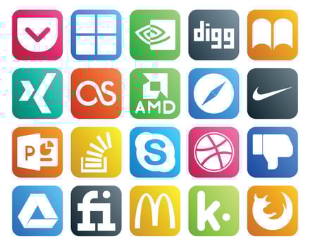 20 Social Media Icon Pack Including chat overflow safari stock stockoverflow vector