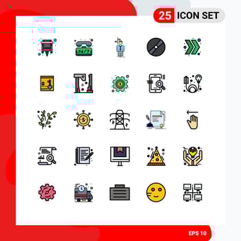 Group of 25 Filled line Flat Colors Signs and Symbols for pokemon movie arrow film direction Editable Vector Design Elements