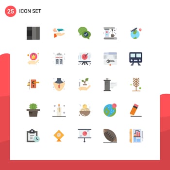 Pictogram Set of 25 Simple Flat Colors of fly world business maker coffee Editable Vector Design Elements