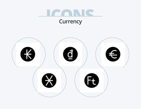Currency Glyph Icon Pack 5 Icon Design. currency . hungarian . laos. kip vector