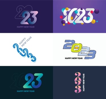 Big Set of 2023 Happy New Year logo text design 2023 number design template vector