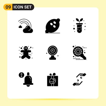 Stock Vector Icon Pack of 9 Line Signs and Symbols for aim board gingerbread man fruits ginger botany Editable Vector Design Elements
