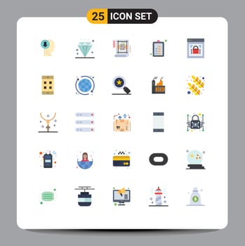 Group of 25 Flat Colors Signs and Symbols for information security product holiday list blue print Editable Vector Design Elements