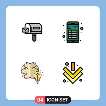 4 Thematic Vector Filledline Flat Colors and Editable Symbols of box business app note mind Editable Vector Design Elements