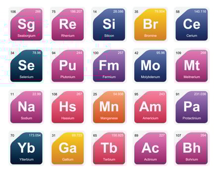 20 Preiodic table of the elements Icon Pack Design vector