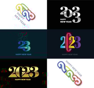Big Set of 2023 Happy New Year logo text design 2023 number design template vector