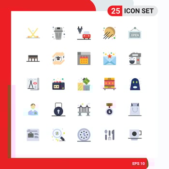 Modern Set of 25 Flat Colors Pictograph of shop sputnik garbage space electric Editable Vector Design Elements