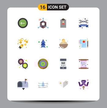 16 Universal Flat Colors Set for Web and Mobile Applications wrench repair programing badge curriculum Editable Pack of Creative Vector Design Elements