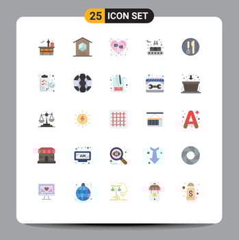 Stock Vector Icon Pack of 25 Line Signs and Symbols for conveyor belt romantic logistic music heart Editable Vector Design Elements