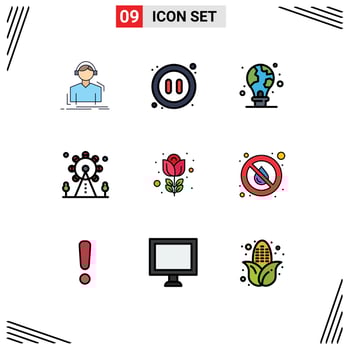 9 Creative Icons Modern Signs and Symbols of sign leisure video holiday light bulb Editable Vector Design Elements