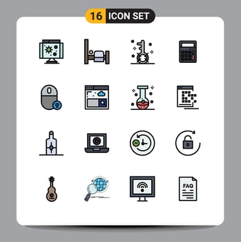 Modern Set of 16 Flat Color Filled Lines and symbols such as devices office keywords math calculator Editable Creative Vector Design Elements