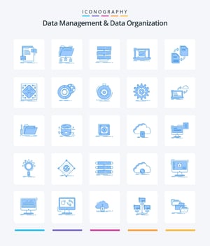 Creative Data Management And Data Organization 25 Blue icon pack  Such As checklist. system. folder. data. rack vector