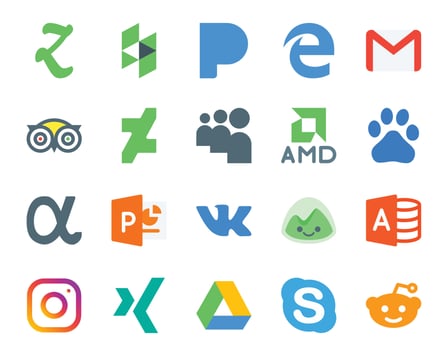 20 Social Media Icon Pack Including microsoft access vk travel powerpoint baidu vector