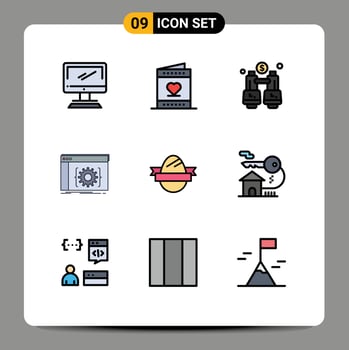 9 Thematic Vector Filledline Flat Colors and Editable Symbols of developer app valentine api find Editable Vector Design Elements