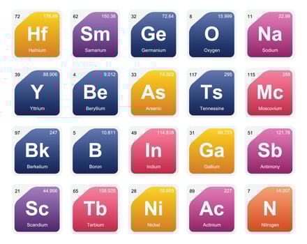 20 Preiodic table of the elements Icon Pack Design vector