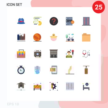 Pictogram Set of 25 Simple Flat Colors of drugs delete faq database base Editable Vector Design Elements