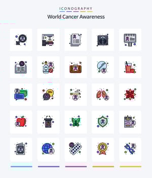 Creative World Cancer Awareness 25 Line FIlled icon pack  Such As awareness. advertisement. report. machine. weight vector