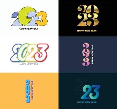 Big Collection of 2023 Happy New Year symbols Cover of business diary for 2023 with wishes vector