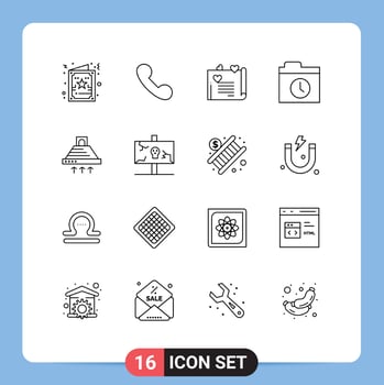 Pack of 16 creative Outlines of exhaust cooking wedding card hood folder Editable Vector Design Elements