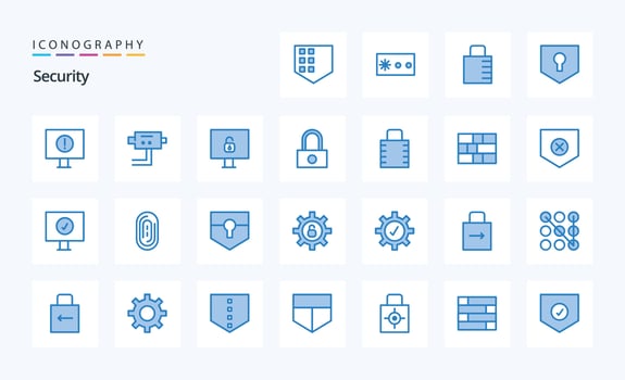 25 Security Blue icon pack vector