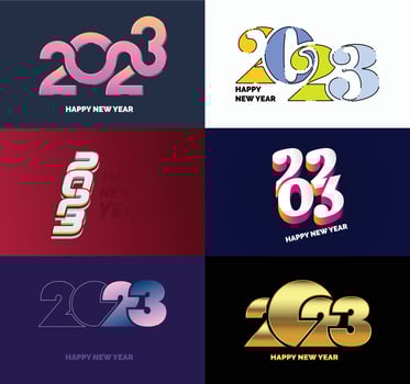 Big Collection of 2023 Happy New Year symbols Cover of business diary for 2023 with wishes vector