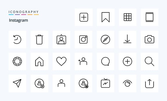 25 Instagram Line icon pack vector