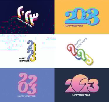 Big Set of 2023 Happy New Year logo text design 2023 number design template vector