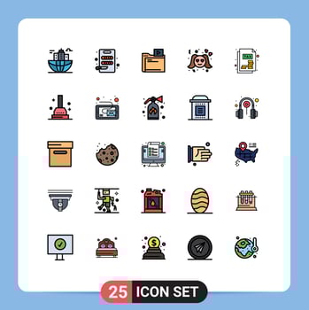 Universal Icon Symbols Group of 25 Modern Filled line Flat Colors of income tax statement woman folder valentine love Editable Vector Design Elements