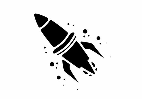 Line art illustration tattoo design of a space rocket vector