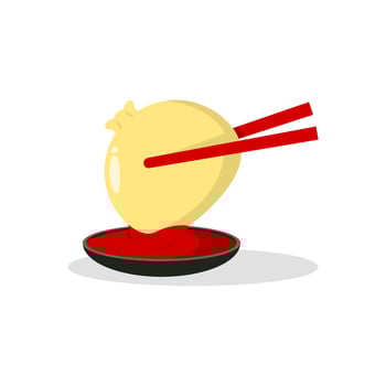 illustration of a three dumpling or dim sum. chinese food vector illustration.