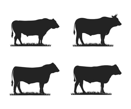 Bull icon set. Vector illustration of Bull Silhouette logo icon set