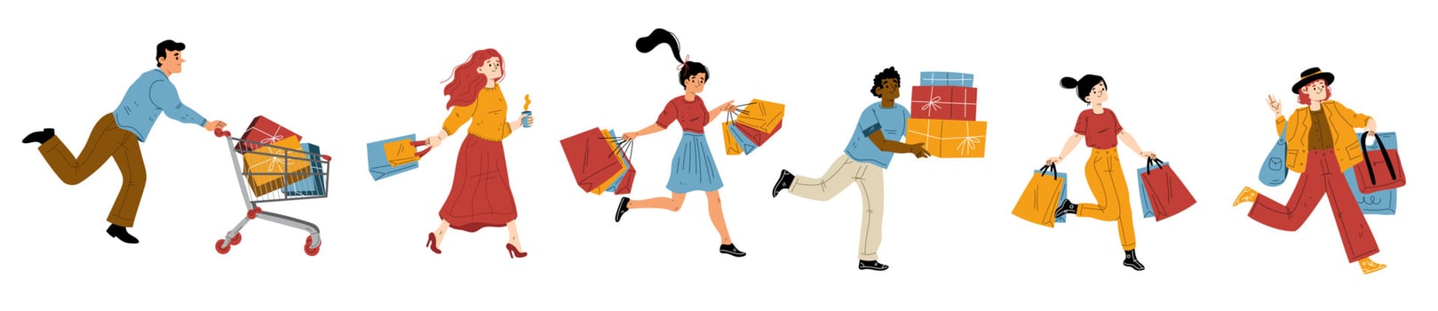 People run to sale in store, mall or market vector