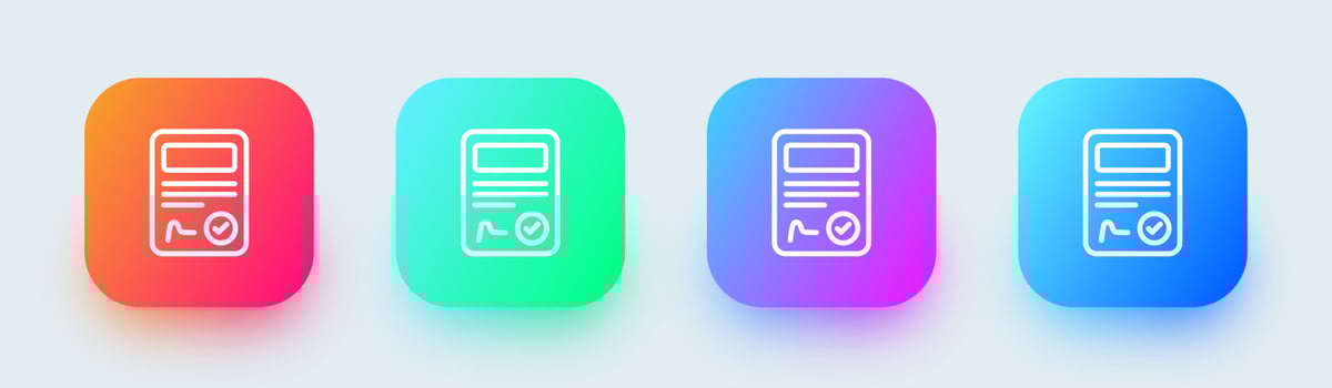 Certificate line icon in square gradient colors. Document signs vector illustration.