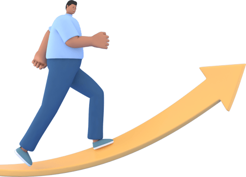 A man characte run along the arrow. 3d rendering of business models. png