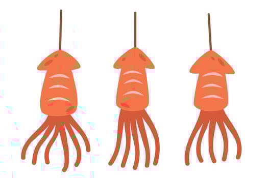 Tasty grilled squid cartoon vector