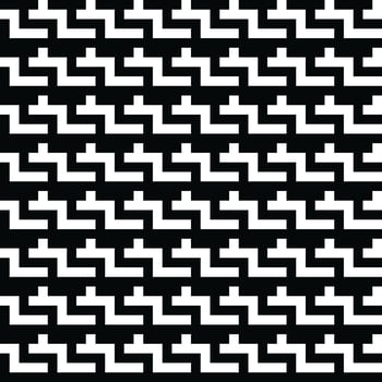 Black and White Vector seamless texture. Modern geometric background. Monochrome repeating pattern with broken lines.