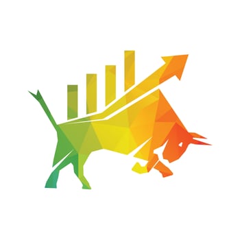 Bull with chart bar logo design. Finance vector logo design.